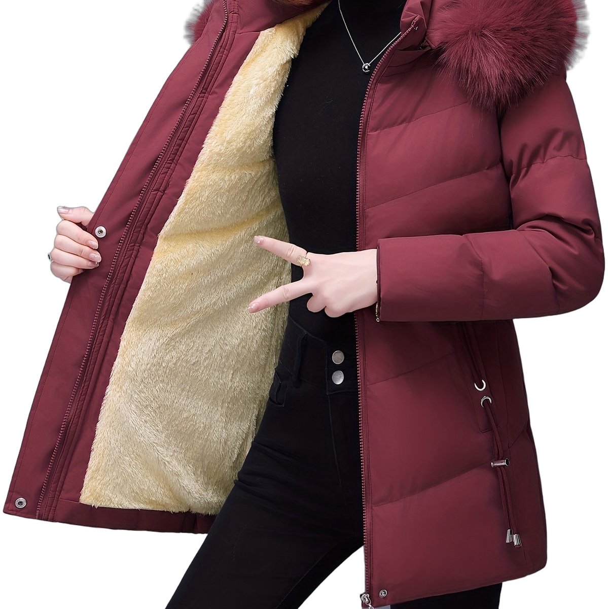 Currero Winterjas Parka Dames Lange Jas Dames Wintermantel Overjas Gewatteerd Waterdicht Winter Stijlvol Mantel Vrouwen Volwassen XL Rood