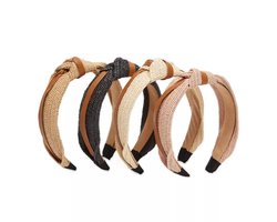 Glamlily Set Van 4 Knoop Haarbanden - Diadeem - Voor Dames - Bruine Tinten - Fashion - Kado - Verjaardag - Kerst