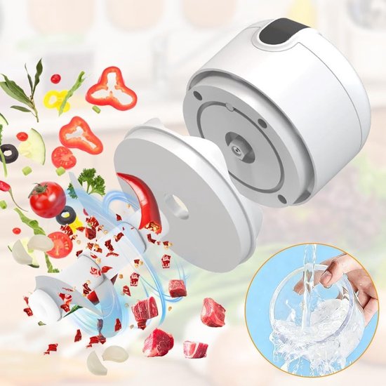 Mini Elektrische Uienhakker - Draadloze Groentesnijder met USB Oplaadfunctie, Ideaal voor Vlees, Fruit en Knoflook, Compact en Handig voor Kamperen en Thuisgebruik — afbeelding 3