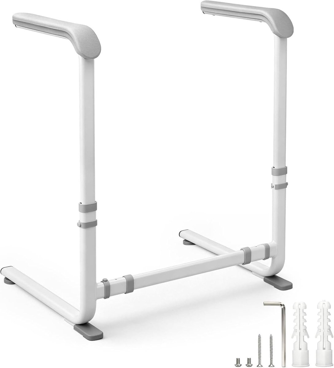 Opstahulp voor senioren, 6-voudig in hoogte verstelbaar, gevoerde handgreep en antislip voeten, mobiliteitshulp voor bank, fauteuil, bed en toilet, veilige stand voor senioren en
