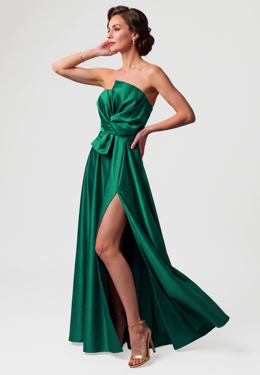 LARICA Jurk - Strapless - Rits - Effen Groen S