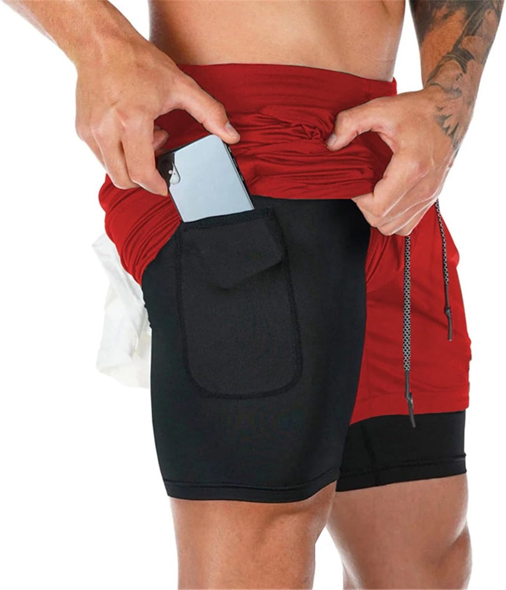 Shorts Running Shorts 2 in 1 Korte Running Sport Broek Fitness Training met Ingebouwde Zakken