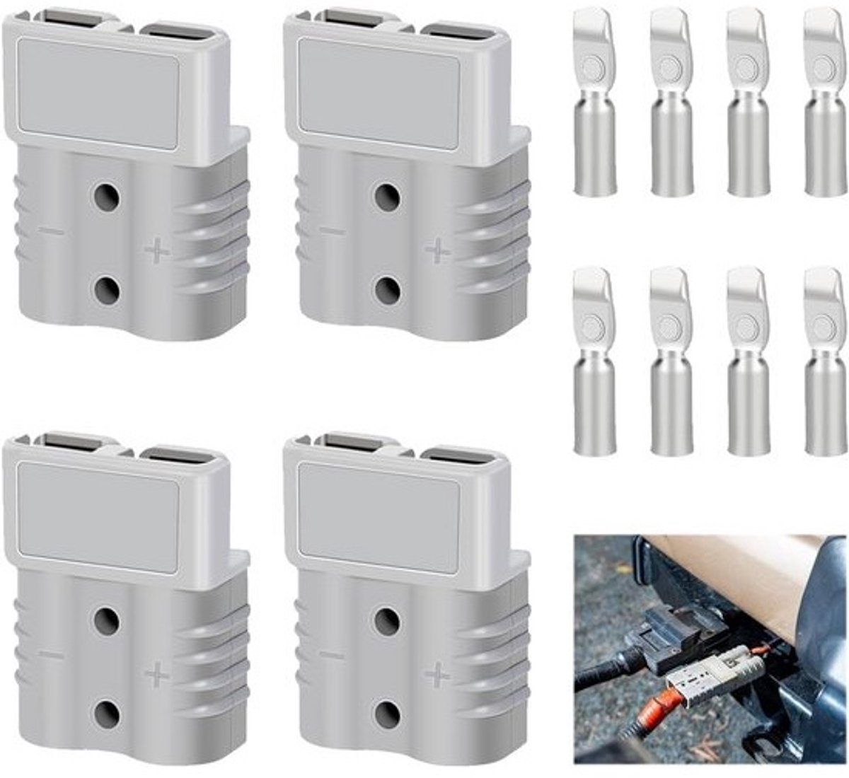 4-Delige Accu Stekker Set 50A 600V voor Voertuigen en Boten - Snelle Verbinding met 8 Polen
