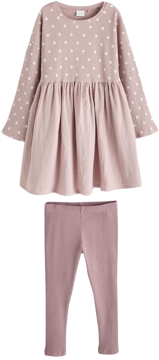 Next - Meisjes - Jersey jurk met lange mouwen en legging - Bruin