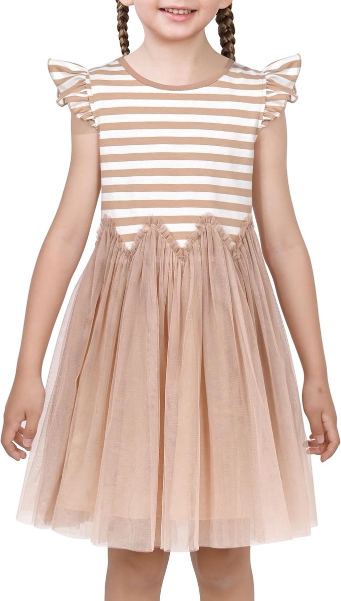 Jurk Roze Pailletten Bruiloft Hallo laag Tule Rok Tutu Flutter mouw 4-8 jaar