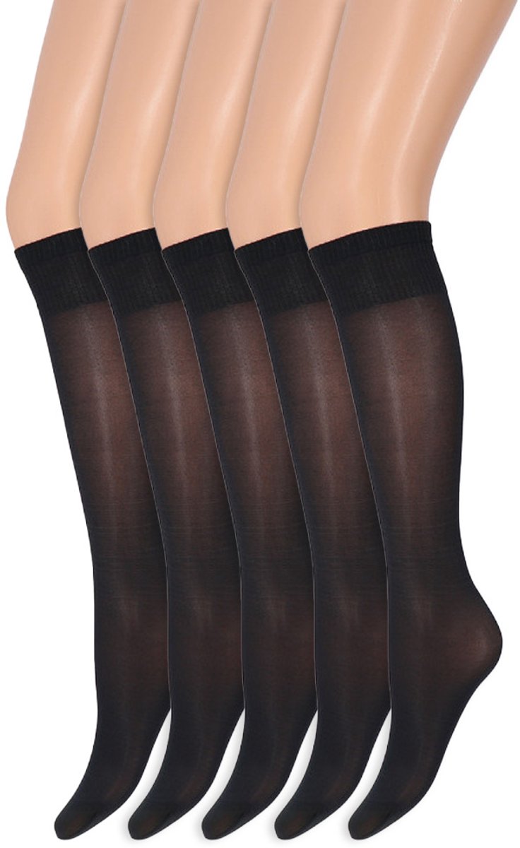 Glans Pantykousen | Kniekousen | 35 Denier | Merk: Marianne | One Size | Kleur: Blauw | 5 Paar