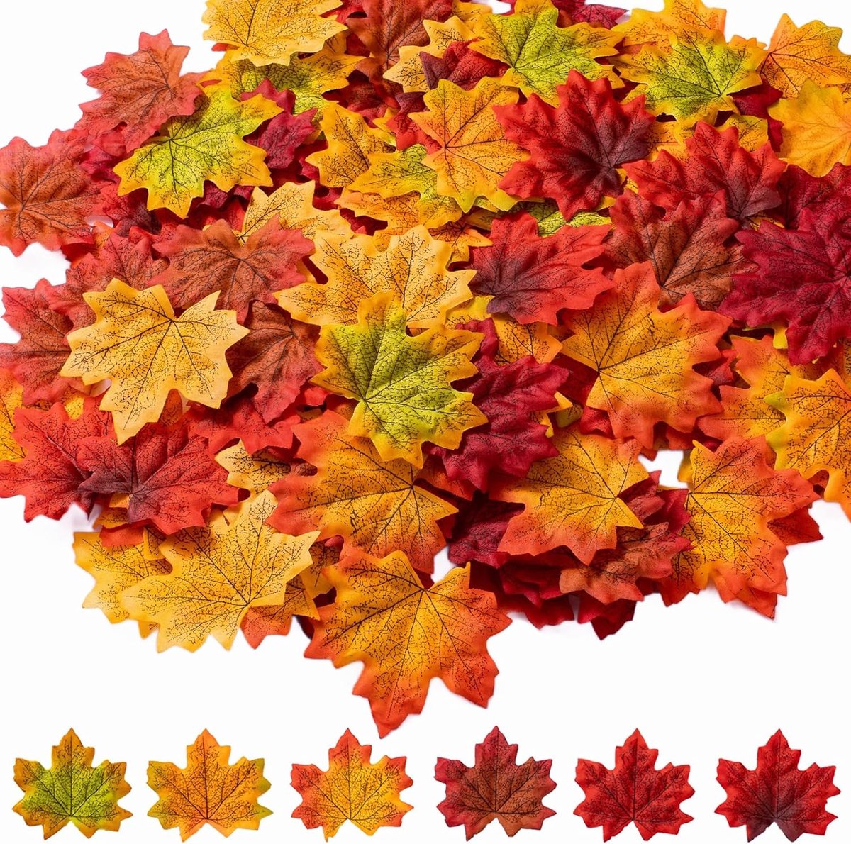 Daity 200 kunstmatige esdoornbladeren – 8 cm – geschikt voor Thanksgiving, herfstdecoraties, bruiloftsdecoraties, tafelschikkingen en knutselprojecten (willekeurige kleuren)