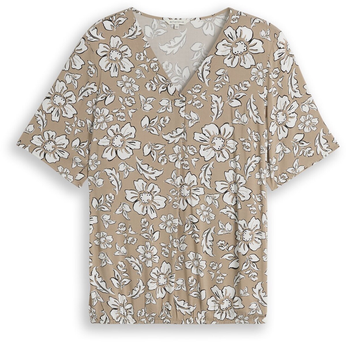 Tom Tailor - Plus Size - Blouse van viscose - Maat 46 - olive big flower design