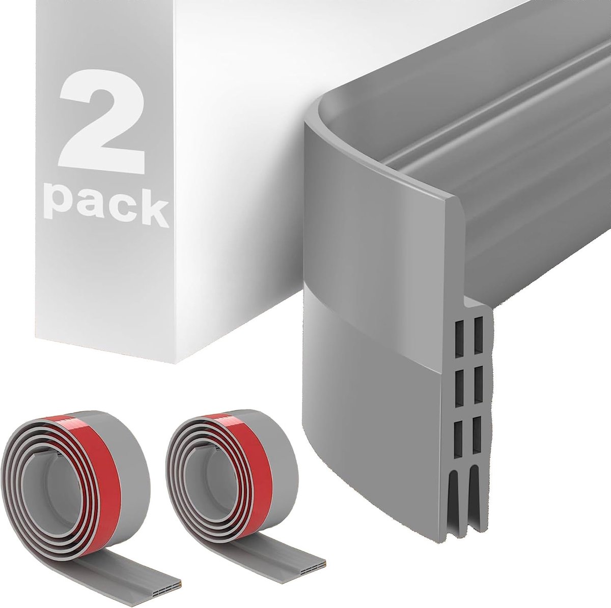 Tochtstopper, Voor Deuren, Grijs, 2 Rollen (5 cm x 100 cm), Deurafdichting, Zelfklevend, Extra Sterk, Besparende Tochtstopper, Koudebescherming, Deurafdichting Onder, Tochtstopper Voor Deuren