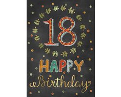 Luxe Wenskaart Verjaardag 18 Jaar - Wenskaarten - Verjaardagskaart - 18 - Leeftdijdskaart - Jarig - Happy Birthday - Geburtstag - Anniversary - Serie Sketch'd - Artige - Kaart - 1 Stuks - In Folie - Gratis Verzonden - Hoge Afnamekortingen - 12x17cm