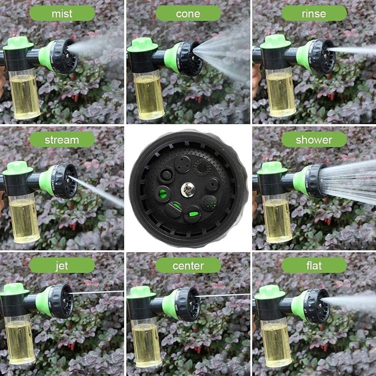 Hoge Druk Tuinslang Schuimsproeier met 8 Cartridges, Ideaal voor Auto Wassen, Dieren Verzorging en Planten Wateren