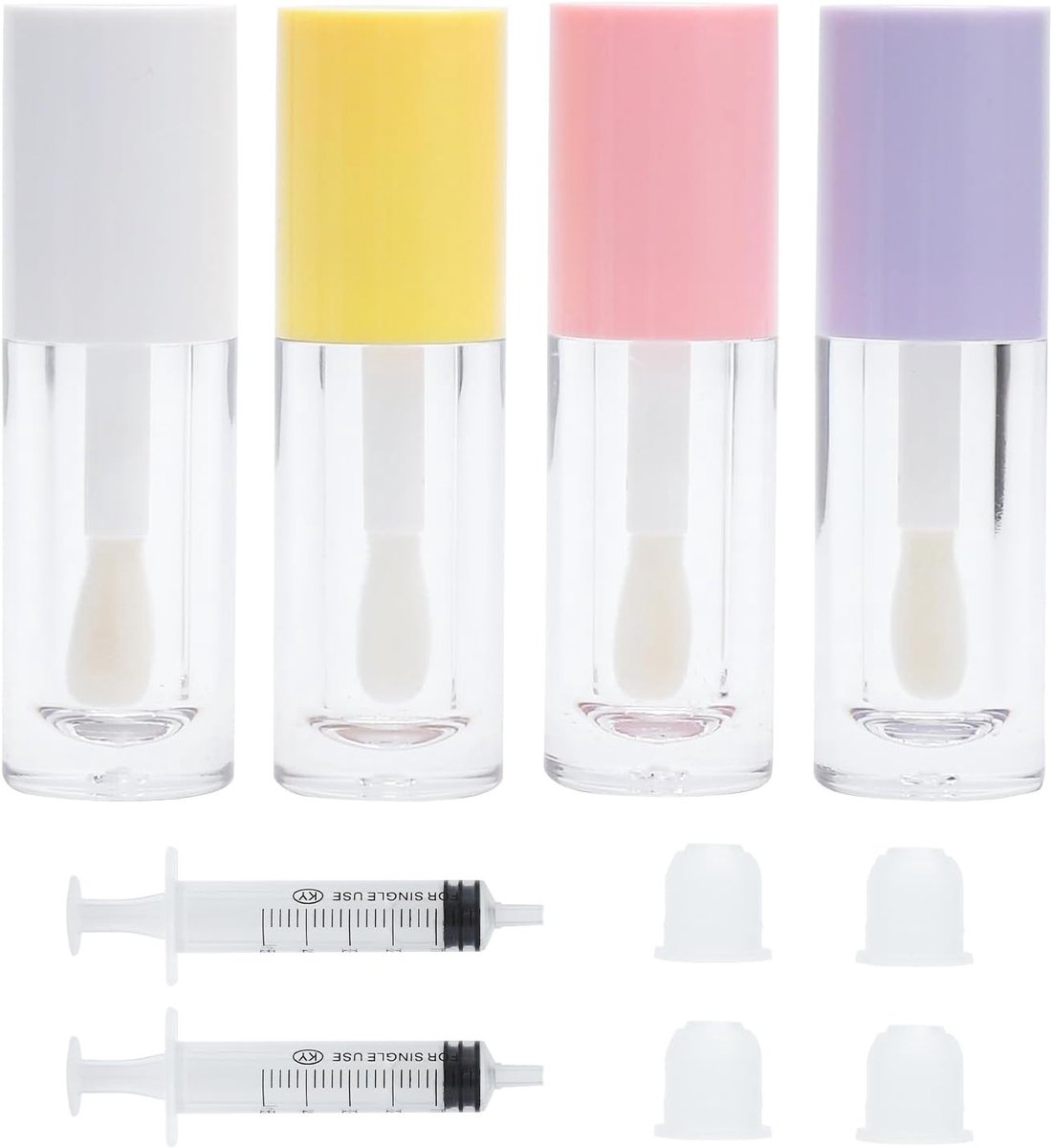 Set van 4 Stuks Lip Gloss Houder met 2 Plastic Spuiten en Lege Lip Balm Flessen voor DIY Make-up en Lippenstift Vullen