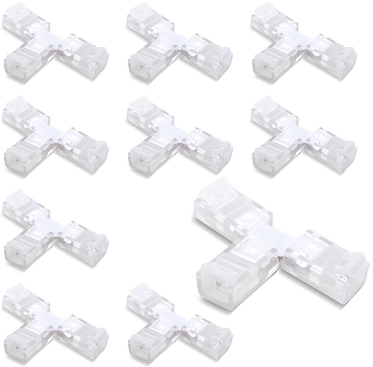 10 Stuks Strip Connectoren voor 8MM 2-Pins LED Verlichting, Dubbelzijdige Strip en T-Type Verbindingen