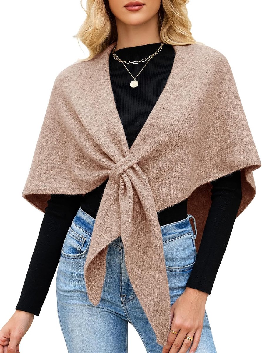 Heekpek Poncho voor dames, wintersjaal, zachte schouderdoek, antislip