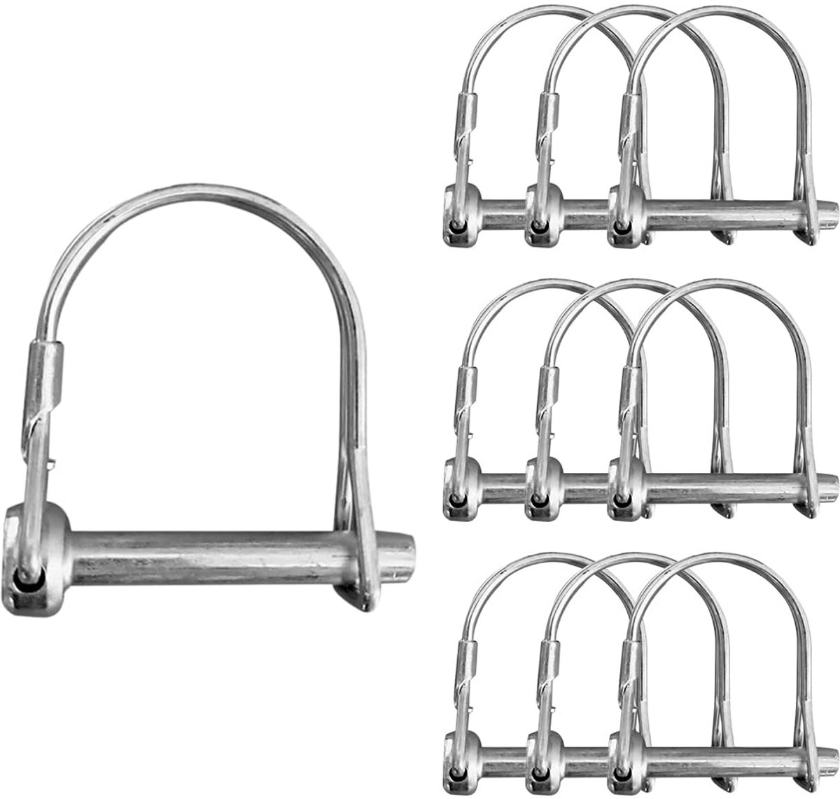 10 stuks vergrendelingspinnen in D-vorm, boomvergrendeling, draadvergrendeling, heavy duty, veiligheidspen van koolstofstaal, vergrendeling voor boom voor boerderij, tuin, gazon, 8 x 60 mm