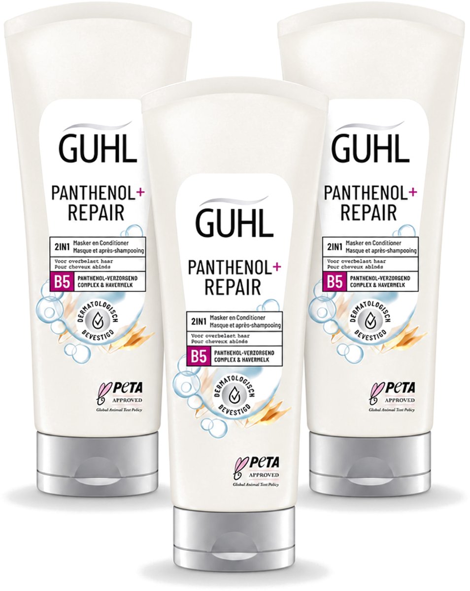 3 x Guhl – 2-in-1 Masker & Conditioner – Panthenol+Repair – 200 ml - Voordeelverpakking - 3 stuks