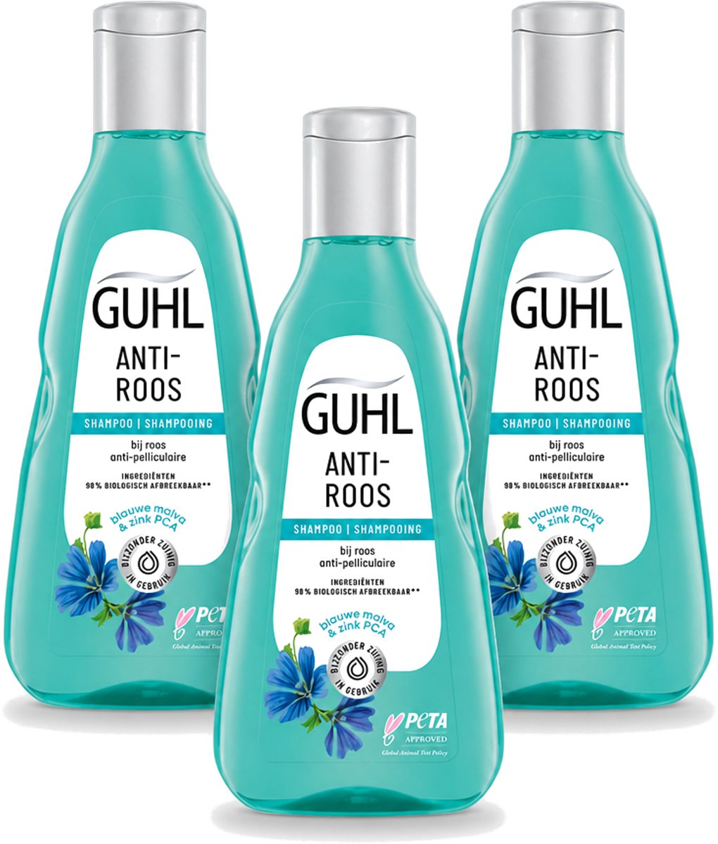 3 x Guhl - Shampoo - Anti-Roos - 250 ml - Voordeelverpakking - 3 stuks