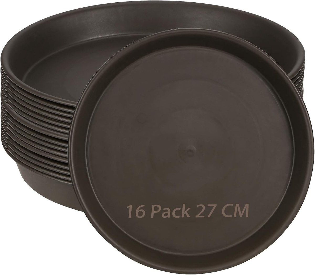 16-Pack 27CM Plantenschaal, Grote Dikke Plastic Pot Onderdelen, Ronde Drupschalen voor Binnen en Buiten Tuinplanten, Bruin