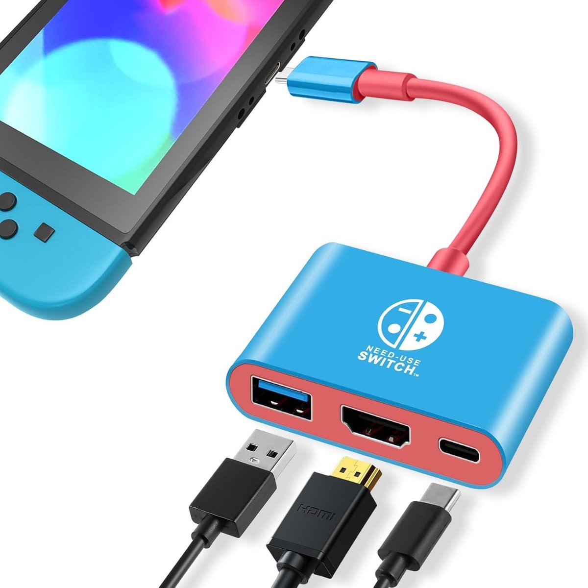 Draagbaar 3-in-1 Oplaadstation met 4K/60Hz HDMI, USB 3.0 en PD 100W voor Switch, Steam Deck en Smartphones