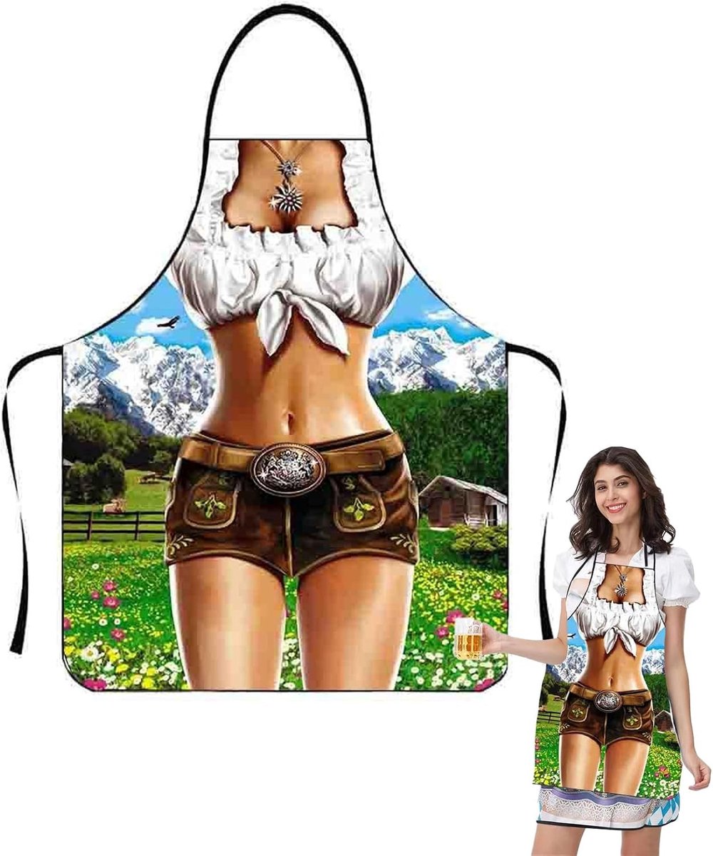 BBQ Schort voor Feesten en Tuin, Grappig Barbecue Schort met Motief voor Koken en Oktoberfest, Ideaal voor Mannen