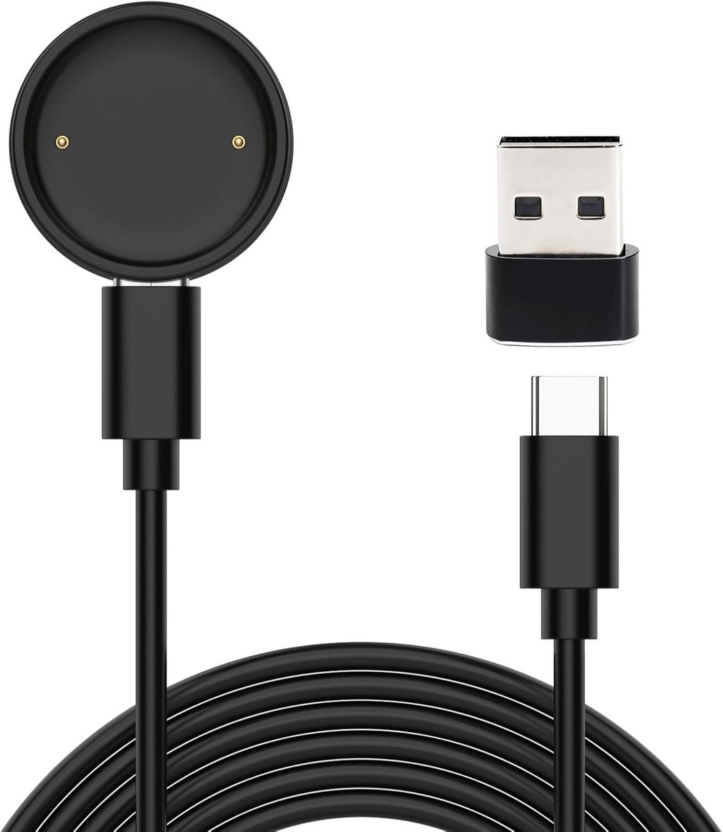 Draagbare Magneetoplader voor Amazfit Smartwatches, Snelladen met 1m Oplaadkabel, Flexibel en Compact, Geschikt voor Active 2 en Bip 6