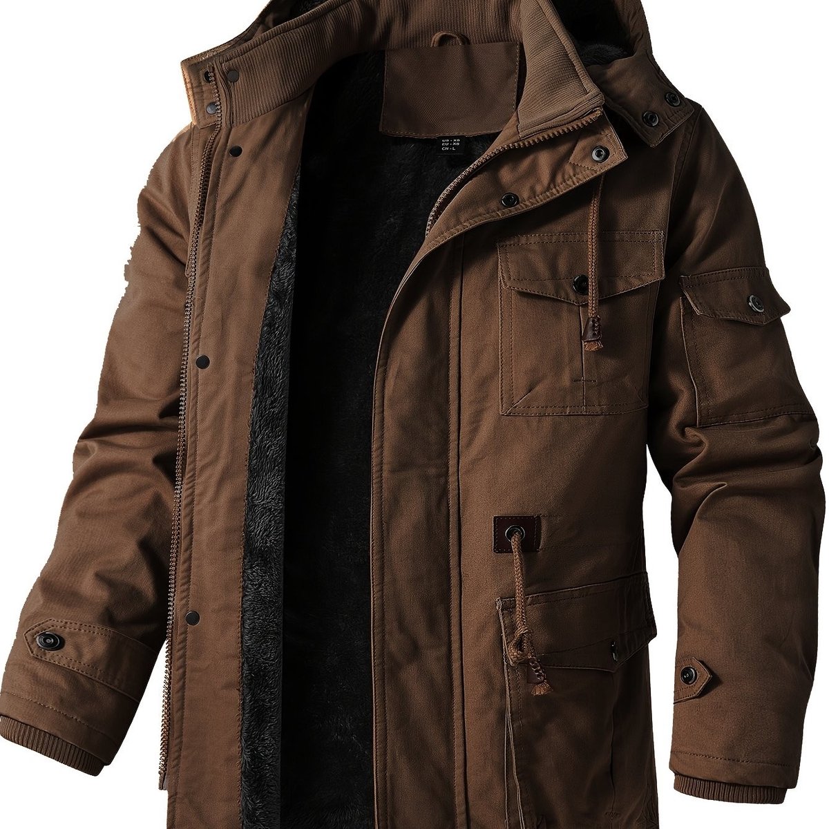 Currero Winterjas Parka Heren Lange Jas Mannen Wintermantel Overjas Gewatteerd Waterdicht Winter Stijlvol Mantel Volwassen Koffiekleur
