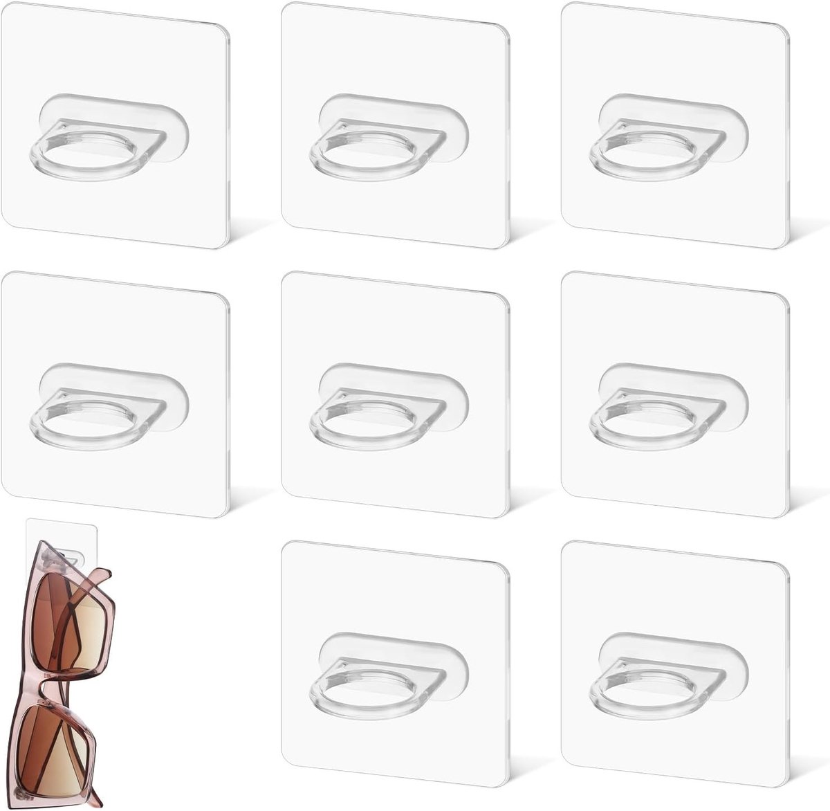 Set van 8 Opbergers voor Zonnebrillen en Brillen - Wandhouder van Acryl voor Efficiënte Brillenopslag en Organisatie
