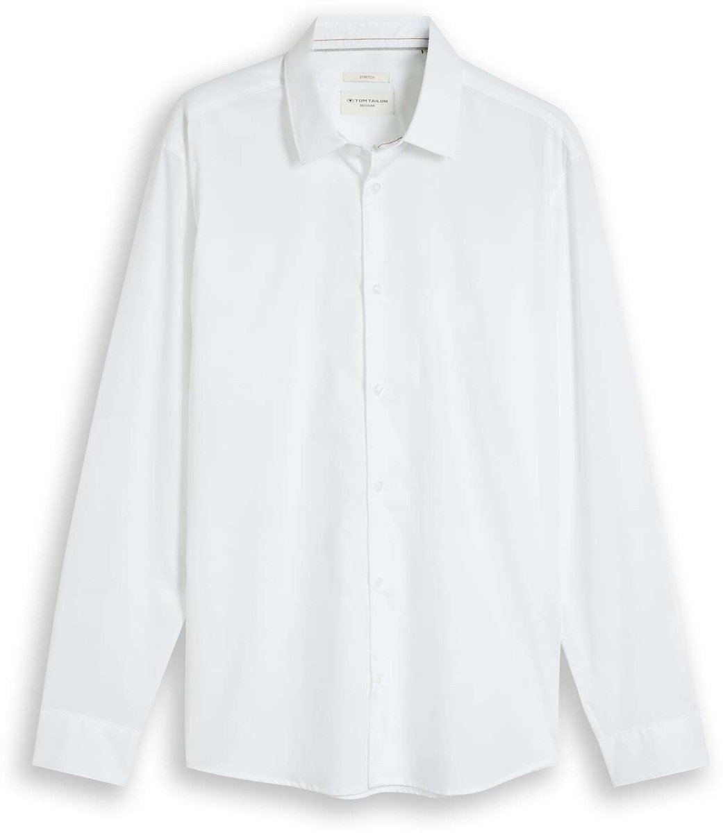 Tom Tailor - Overhemd met normale pasvorm en stretch - Maat L - White
