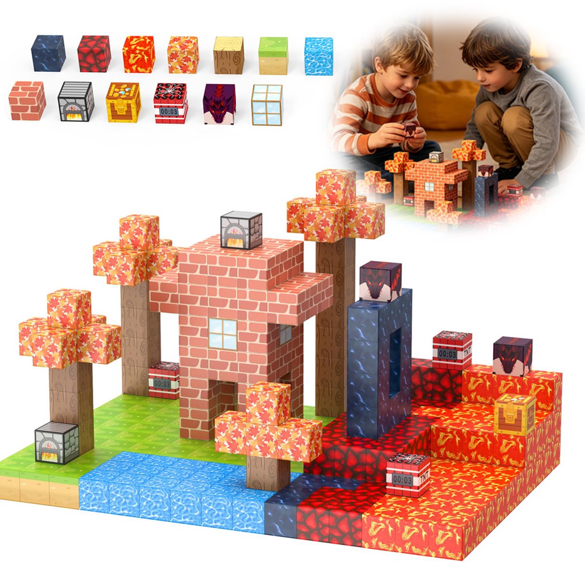100 Stuks Magnetische Blokken Bouwspeelgoed - Magneetconstructiespeelgoed - STEM-Zintuiglijke Gave Voor Kinderen