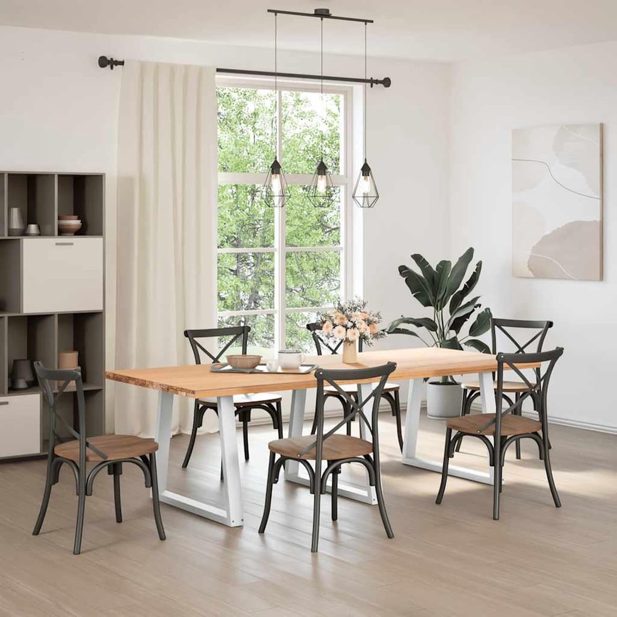 Poten, V-vormig, 3 stuks, gepoedercoat staal, wit, 80 cm breedte x 72-73,3 cm hoogte, met kunststof nivellerers, geschikt voor eettafel en bureau