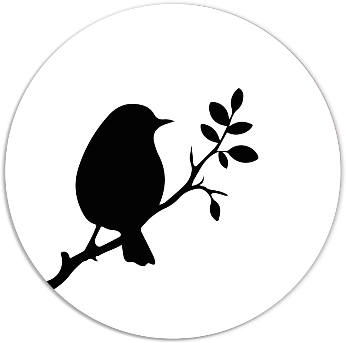 Label2X - Muurcirkel vogeltje lente wit - Ø 50 cm - Dibond - Multicolor - Wandcirkel - Rond Schilderij - Muurdecoratie Cirkel - Wandecoratie rond - Decoratie voor woonkamer of slaapkamer