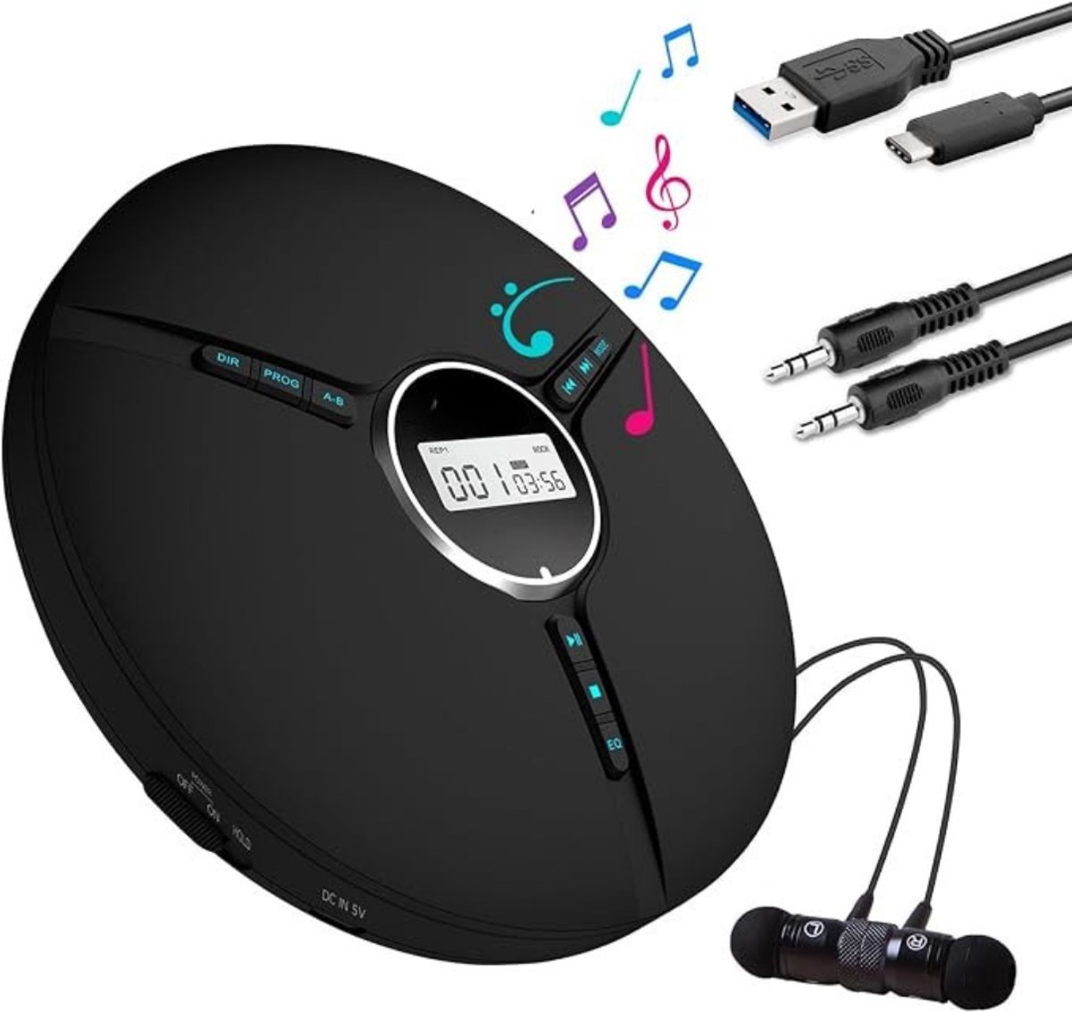 Kavo CD Kavoeler Draagbare - MP3 - CD Kavoeler - Draagbare Bluetooth CD Kavoeler - Zwart - 14cm x 14cm x 3cm