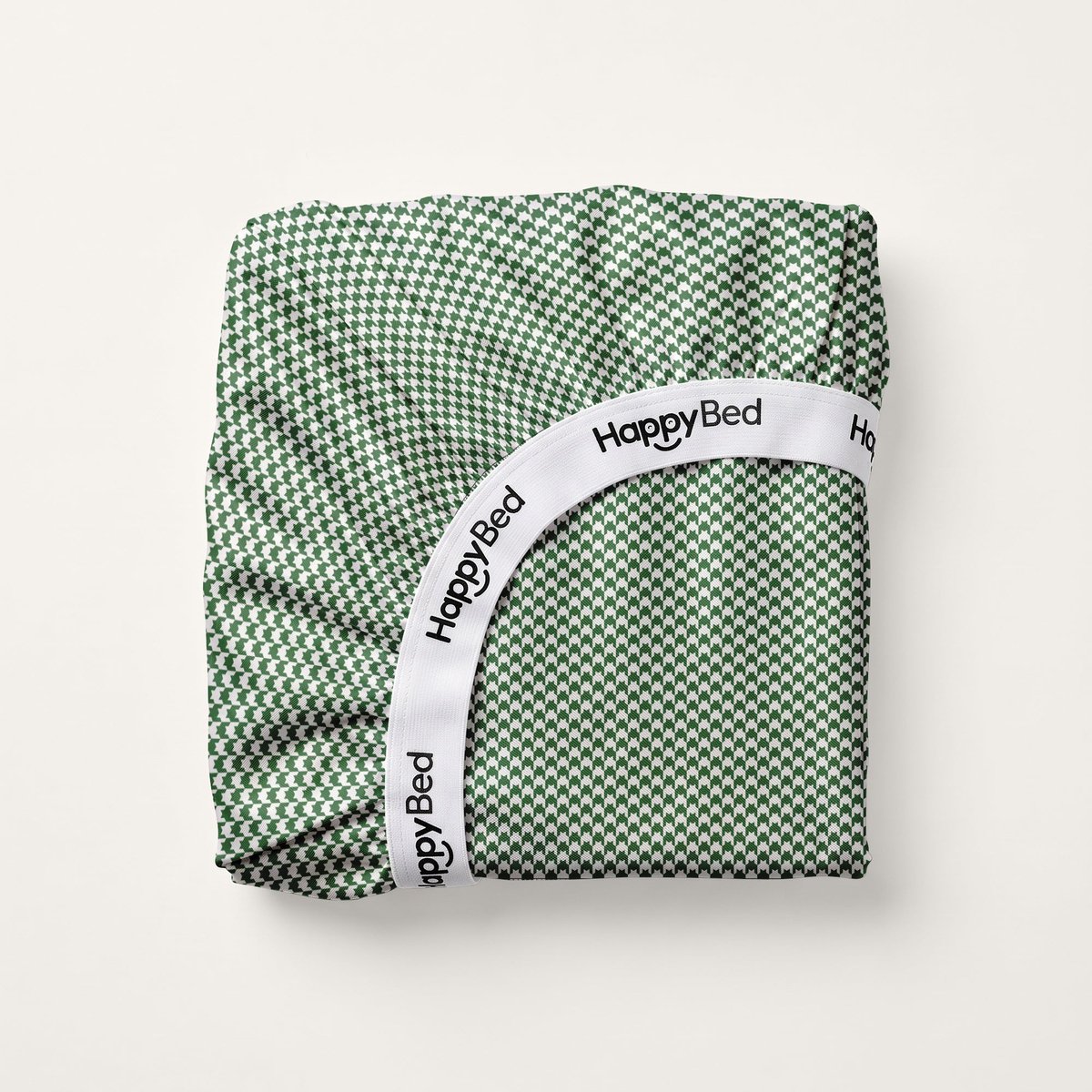 HappyBed Hoeslaken Houndstooth Green Hoeslaken - 100% katoen - 120/140x200/220 cm - Onderlaken - Verfijnd jerseykatoen - Ademend katoen - Perfecte pasvorm