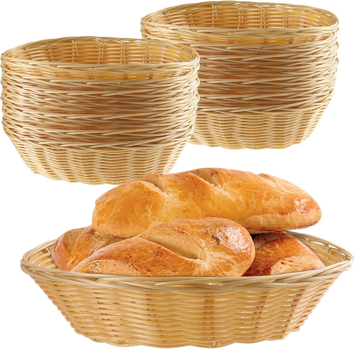 12 Stuks Plastic Ovale Mandjes 9 x 6 x 2.5 Inch, Ideaal voor Voedselservering, Broodopslag en Keukenorganisatie