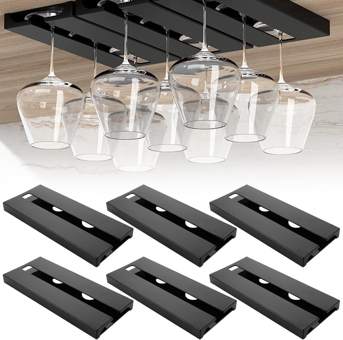 Set van 6 wijnglas houders voor ophangen, ideaal voor feesten, barbecues en evenementen