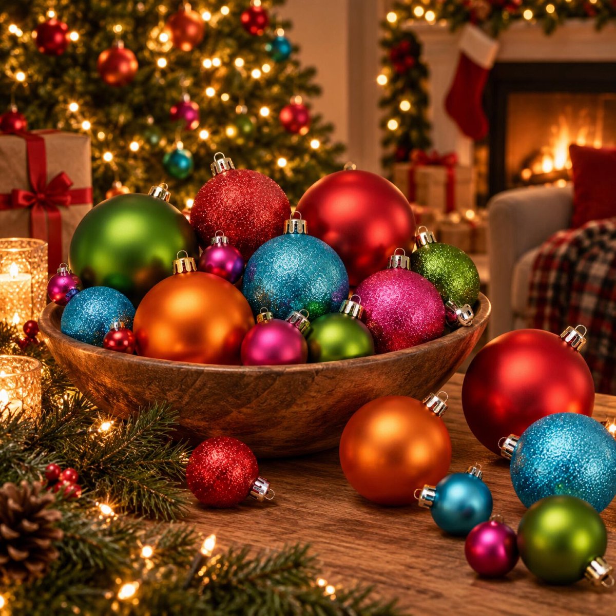 Inge Christmas Kerstballen - 53x stuks - 4 en 6 cm - gekleurd - kunststof - kerstballenset