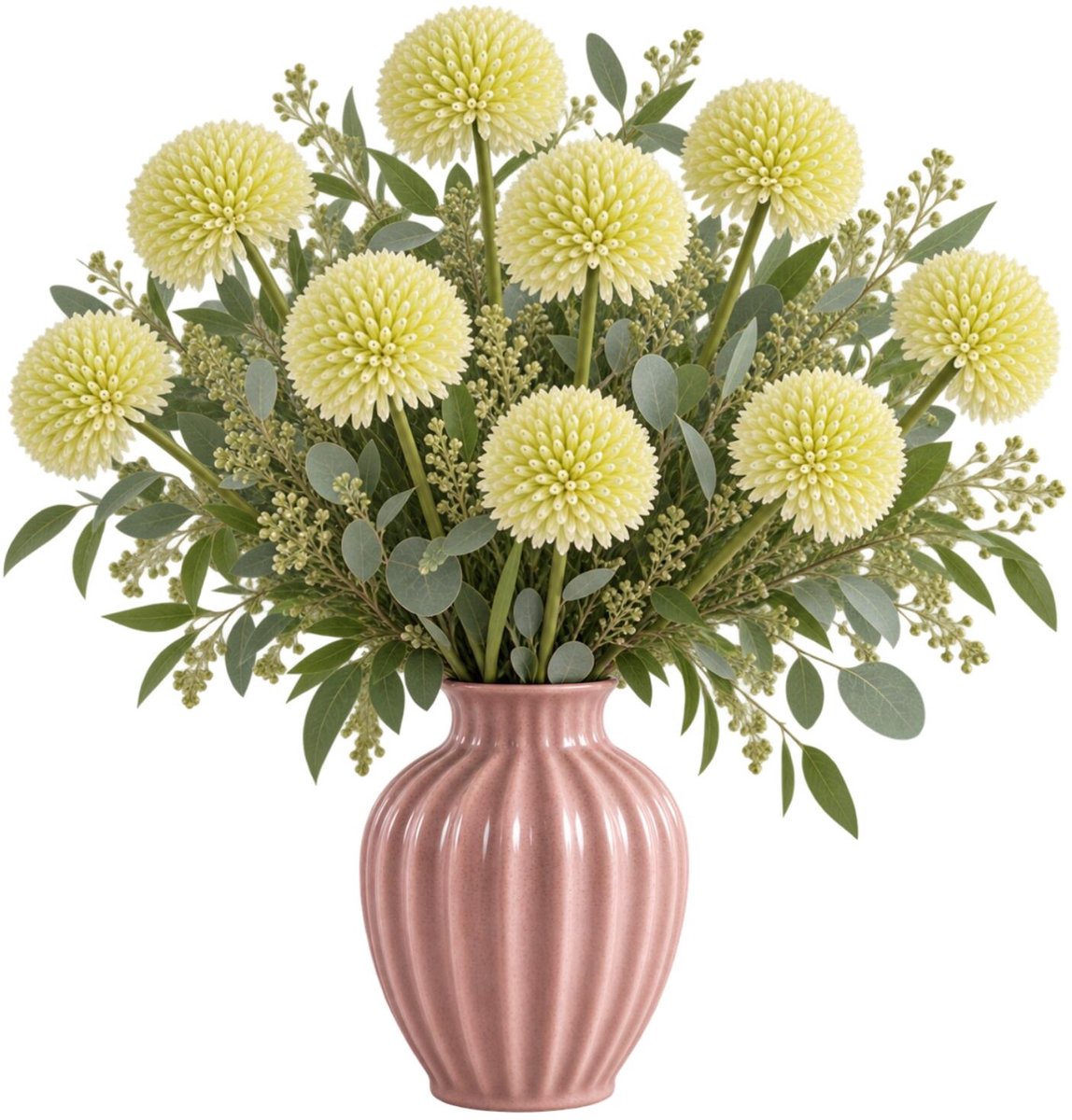 Bellatio Design Sierui Globemaster kunstbloem - 10x - losse steel - creme wit - 44 cm - Natuurlijke uitstraling