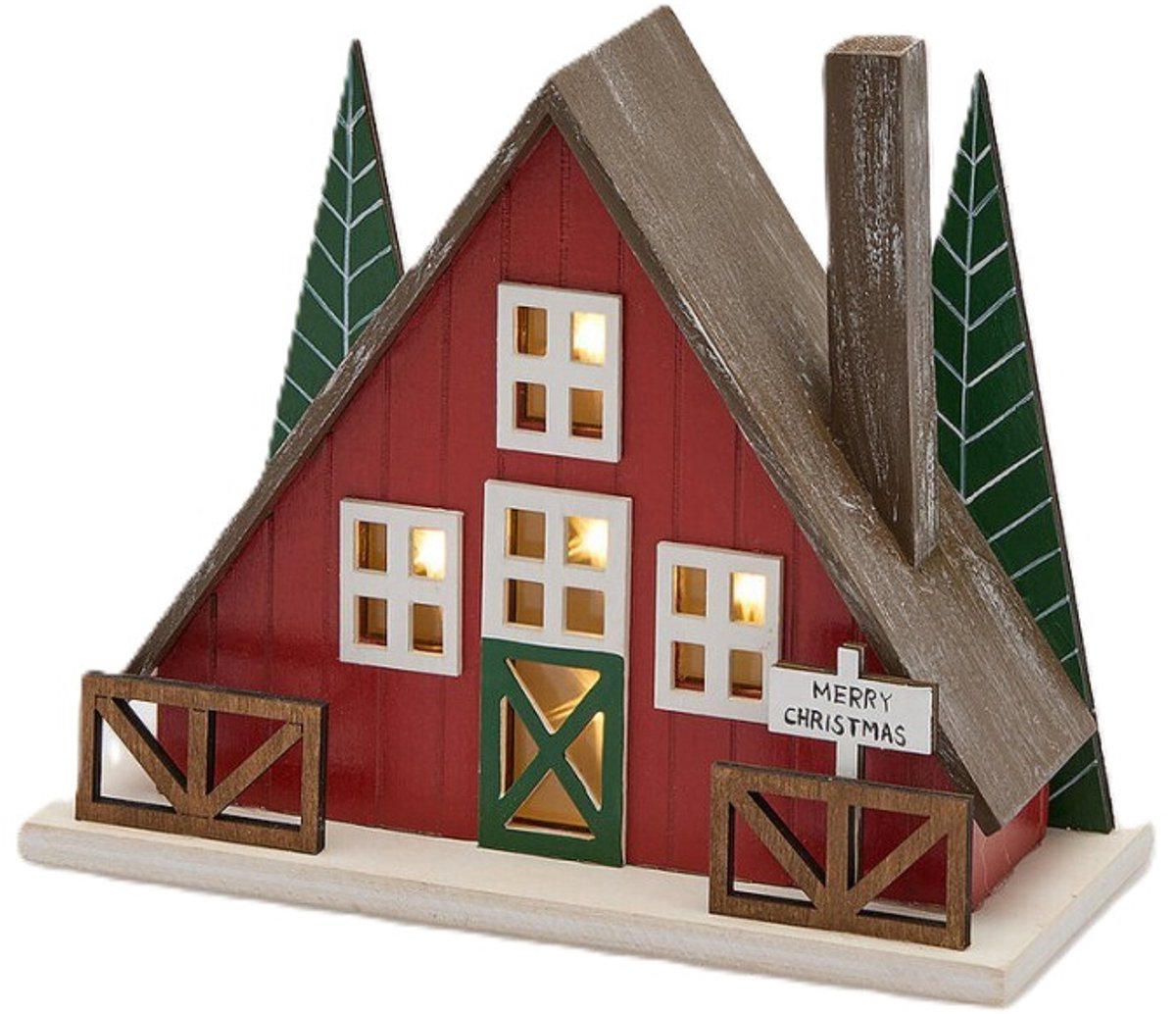 EDG - Kersthuis - rood - D10 x H17 cm