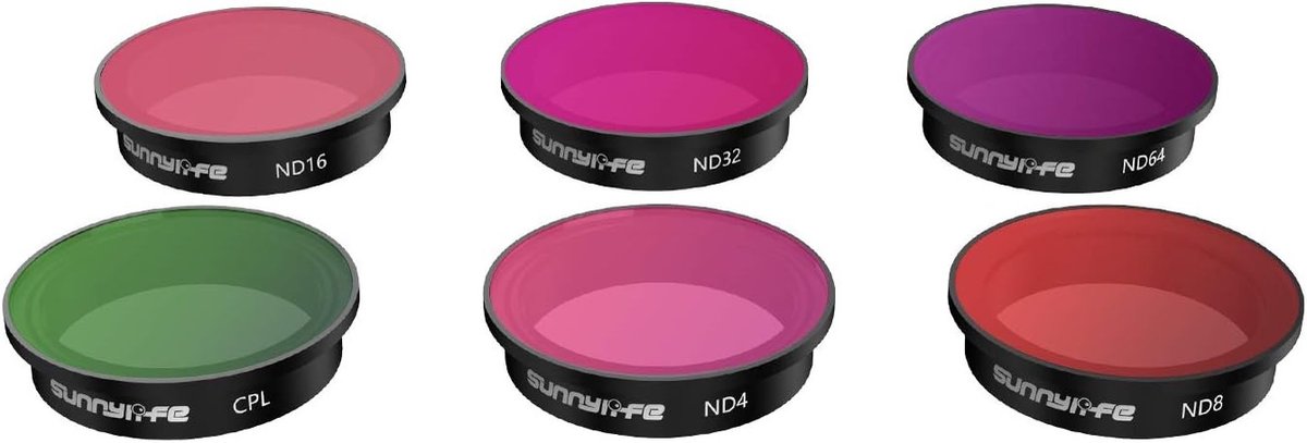 Kwalitatieve Lensfilters voor FPV Drones met Aluminium Frame en Hoge Transmissie (CPL+ND4+ND8+ND16+ND32+ND64) voor Verbeterde Beeldkwaliteit en Eenvoudige Installatie