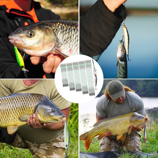 Stalen hengelset voor snoek met wervels en karabijnhaak, 50 stuks, 5 maten, roestvrij staal, visaccessoires voor zout en zoet water — afbeelding 5