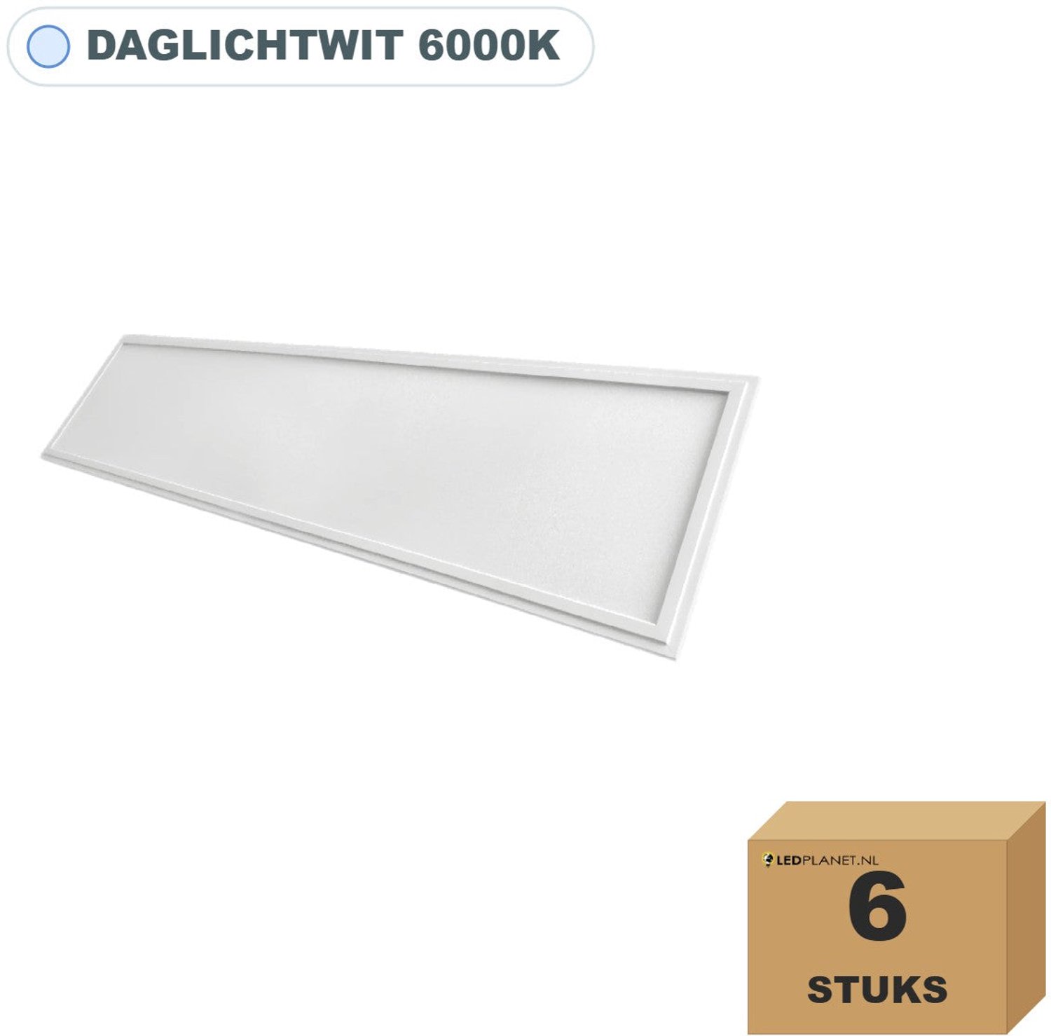 Tsong LED paneel 30x120 cm 11mm - 6 stuks - 36W - Daglichtwit 6000K - 4320 lm - UGR