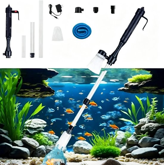 Aquarium stofzuiger-Aquarium stofzuiger elektrisch-Aquariumreinigingsset - Automatische reiniging - Instelbare waterstroom -aquarium stofzuiger bodemreiniger- Aquariumreinigingsset - Inclusief stekker
