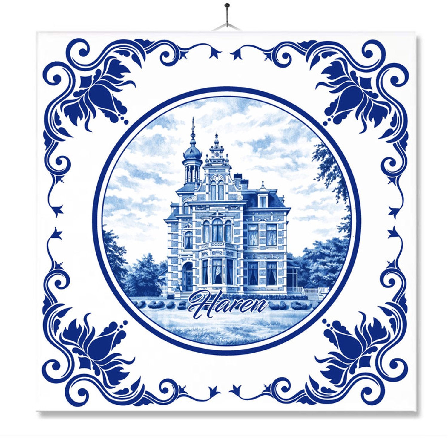 MC Living Tegel Met Opdruk | Haren | Delft Blauw | Cadeau | Inclusief Geschenkdoos | Standaard | Ophangsysteem Ontwerp 5