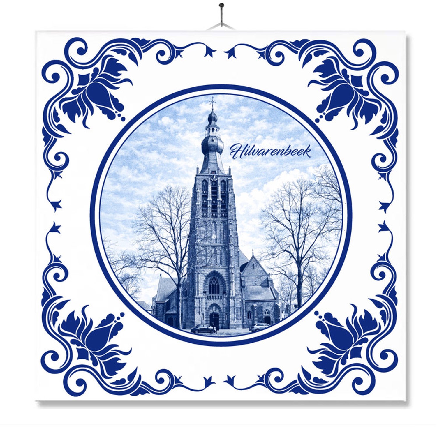 MC Living Tegel Met Opdruk | Hilvarenbeek | Delft Blauw | Cadeau | Inclusief Geschenkdoos | Standaard | Ophangsysteem Ontwerp 6