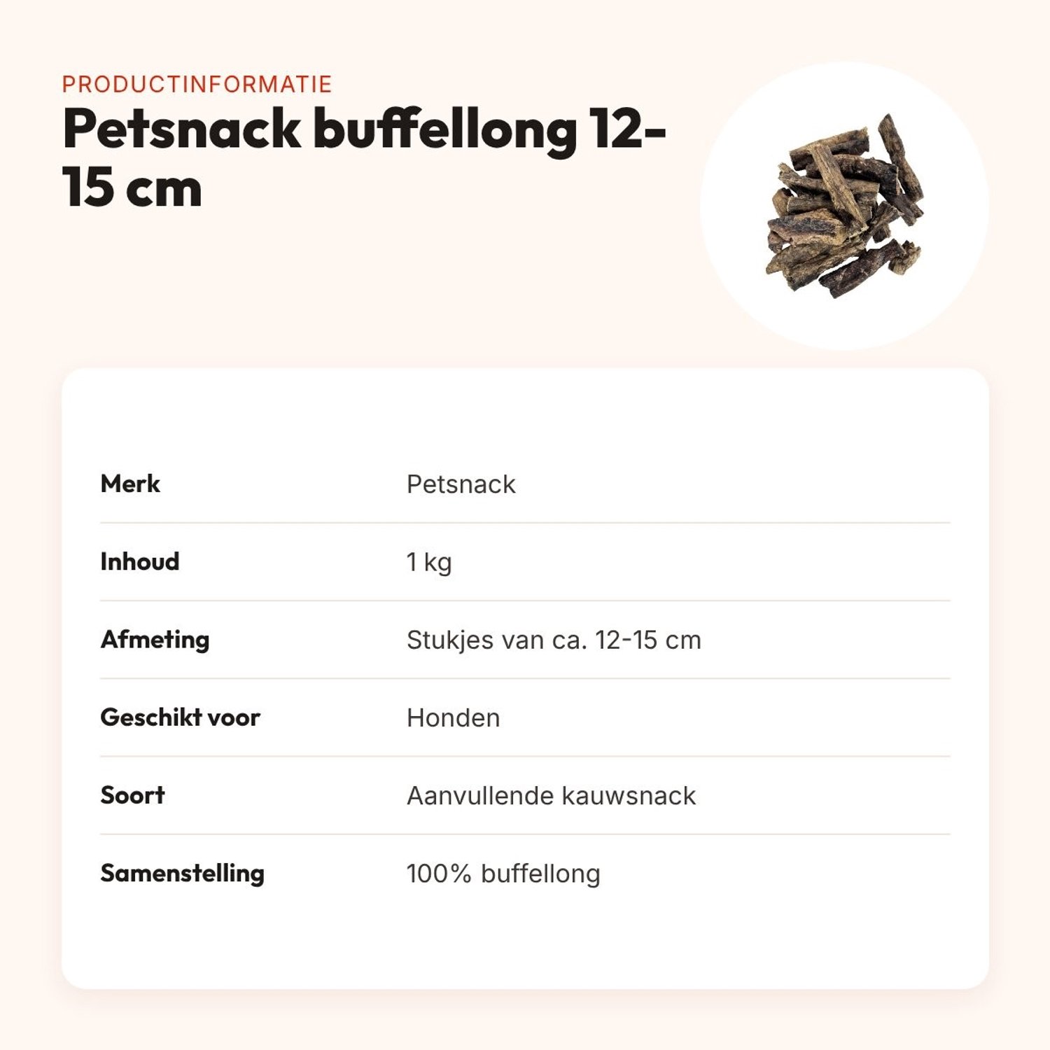 Bol.com Petsnack Buffellong 10-12 Cm - 1000 GR aanbieding
