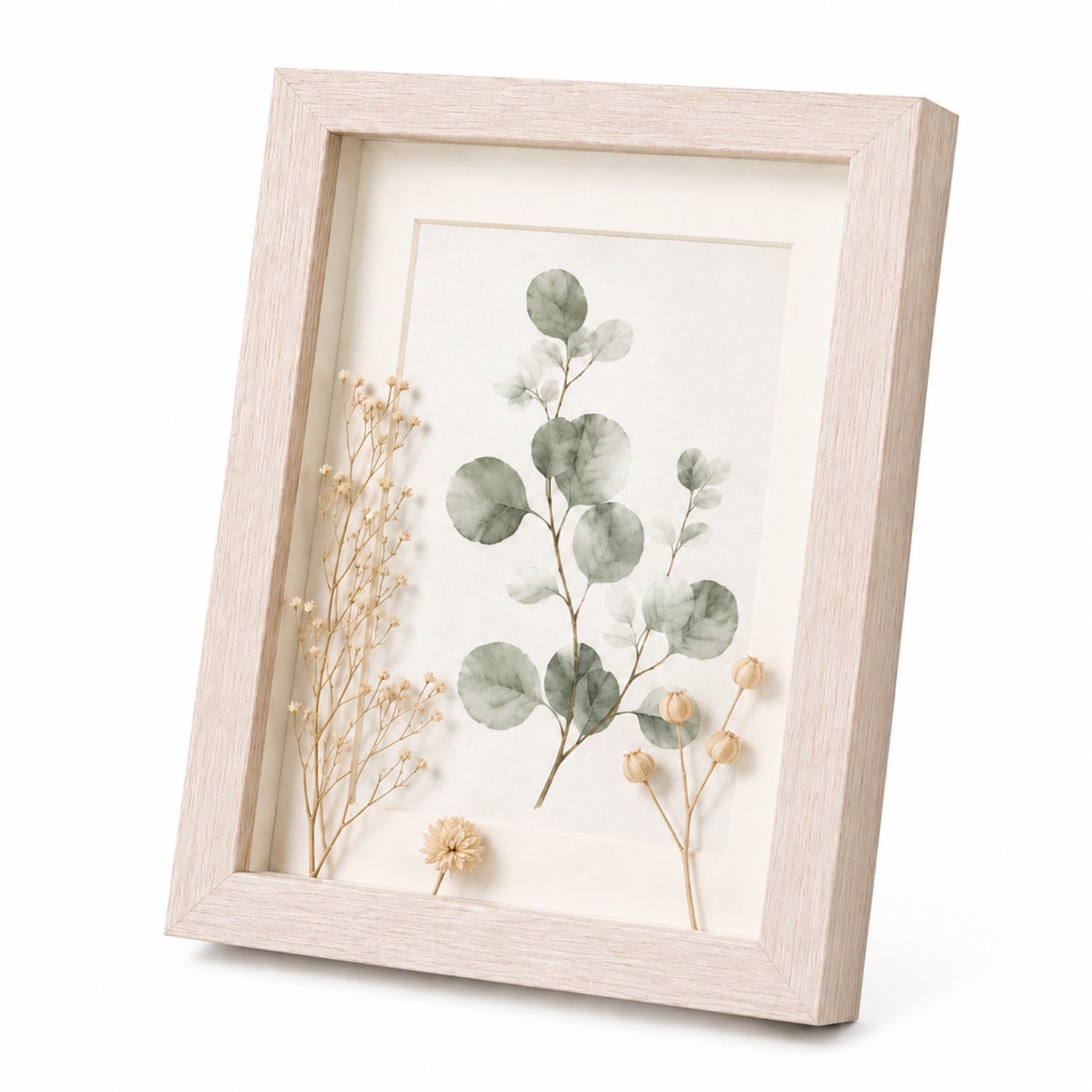 SWGOTA MDF-fotolijst in wit eiken, 30 x 40 cm (12 x 16 inch), 2 cm diepe binnenruimte, met glas en afbeelding