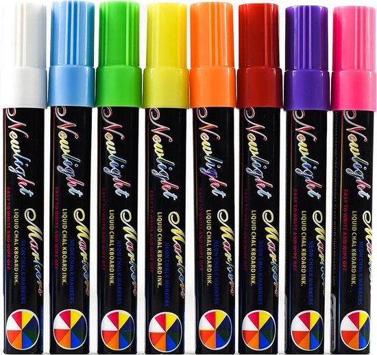 paneel Verwoesten Ik geloof Krijtstiften set 8 stuks– Multicolor- krijtbord stift – porselein marker –  raamstift -... | bol.com