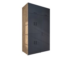 Roomart DORA-I Wasmachine Ombouwkast 130x230 cm met Opzetkast - Antraciet Eiken
