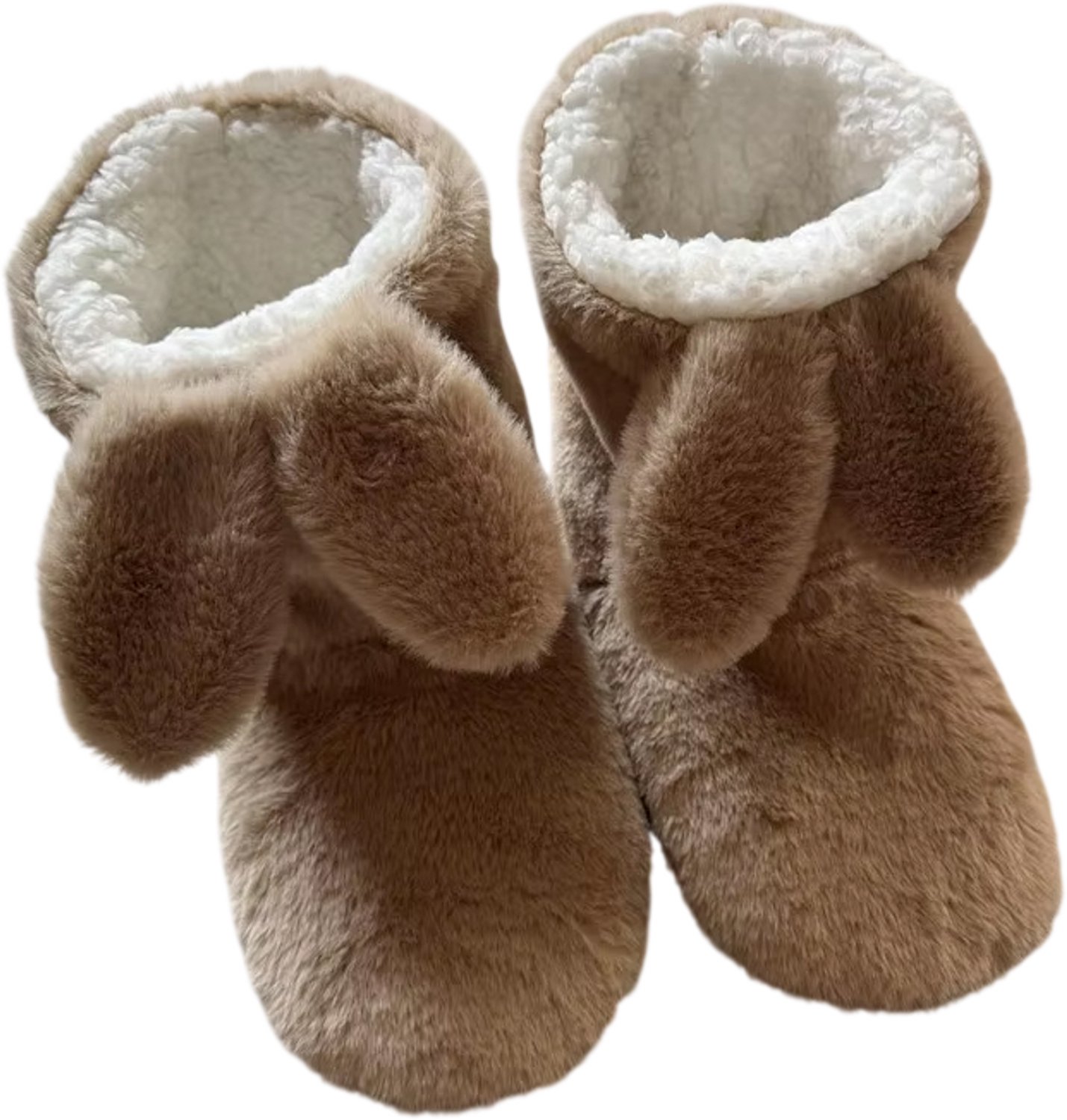 Dames Huissokken met Konijnenoren – Zachte Warme Sokken Antislip Slofsokken voor Binnen Comfortabele Wintersokken voor Dames Bruin