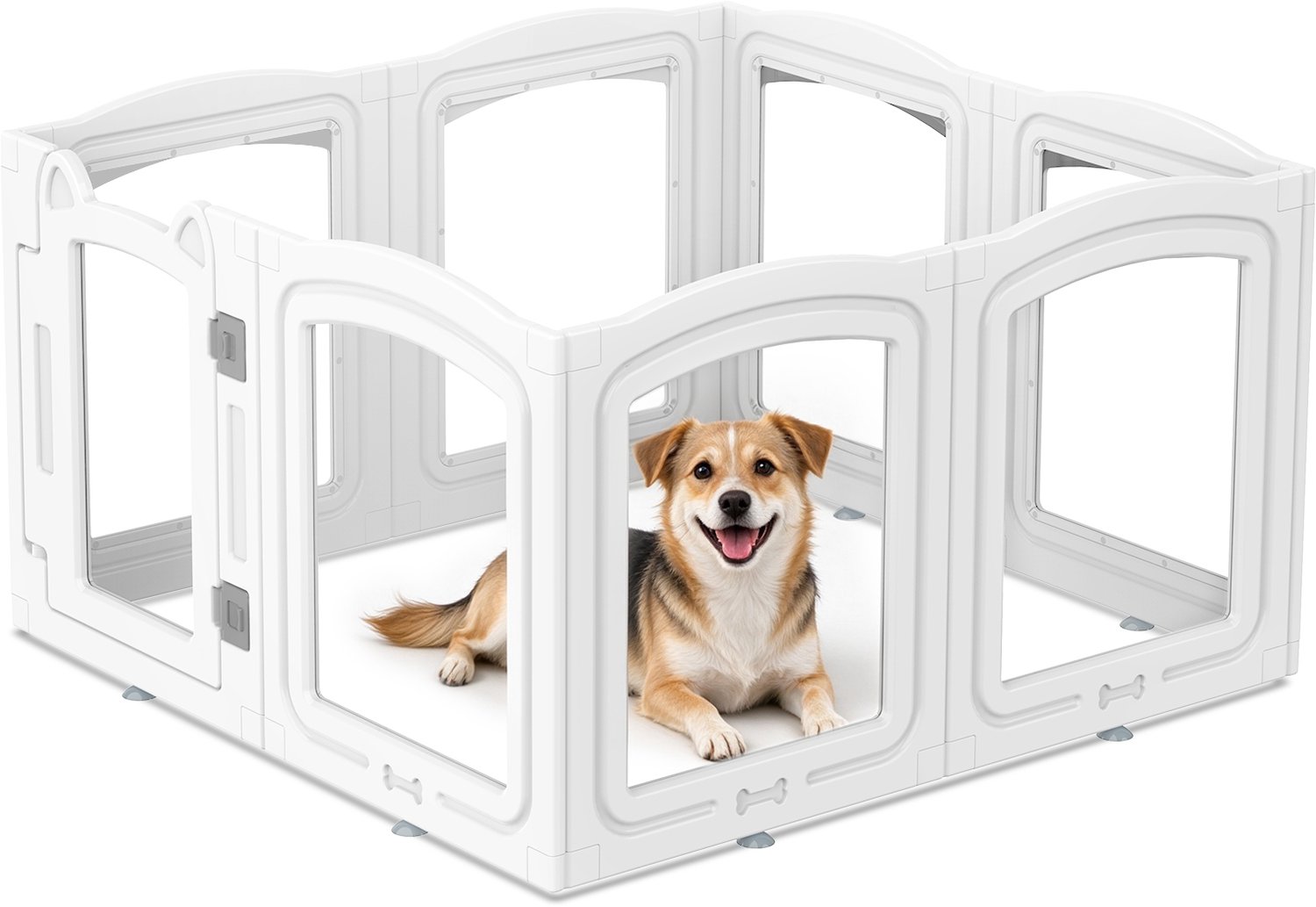 Puluomis Puppyren - hondenren voor binnen - 60 cm Hoog, 8 Panelen - Acryl - Transparante
